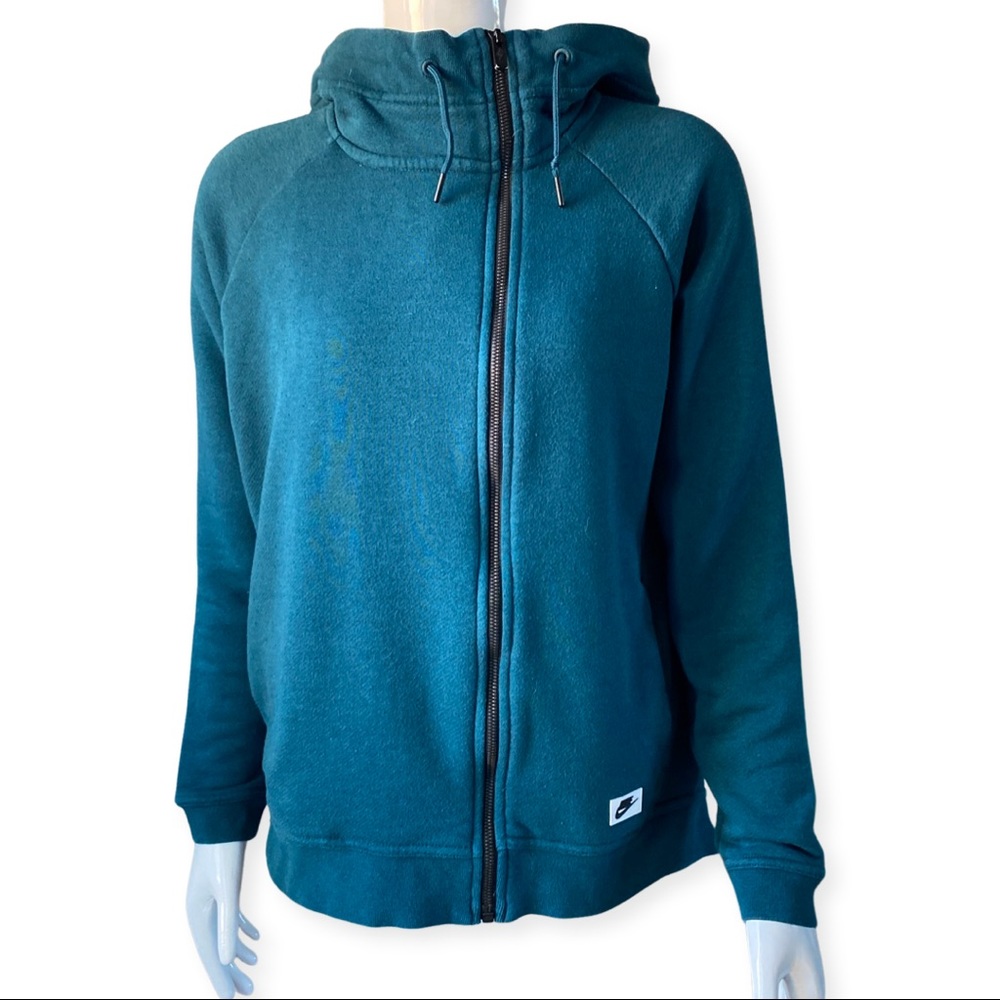 NIKE Dark Green Zip Up Hooded Sweater